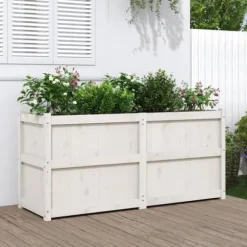 Odlingslåda 150x50x70 cm vit massiv furu