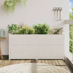 Odlingslåda 150x50x70 cm vit massiv furu