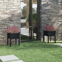 Odlingslådor 2 st svart 50x50x70 cm massiv furu