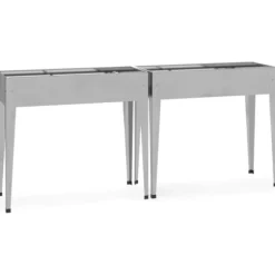 Odlingslådor i galvaniserat stål - Hållbara och dekorativa | 2 st | Färg: Silver | Storlek: 90x40x80 cm