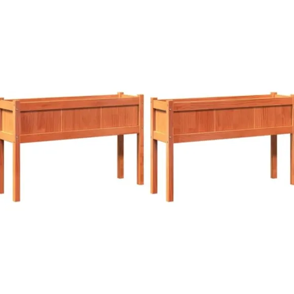 Odlingslådor i massiv furu - 2 st med ben, vaxbrun | Färg: Vaxbrun | Storlek: (specificera storlek om tillgängligt)