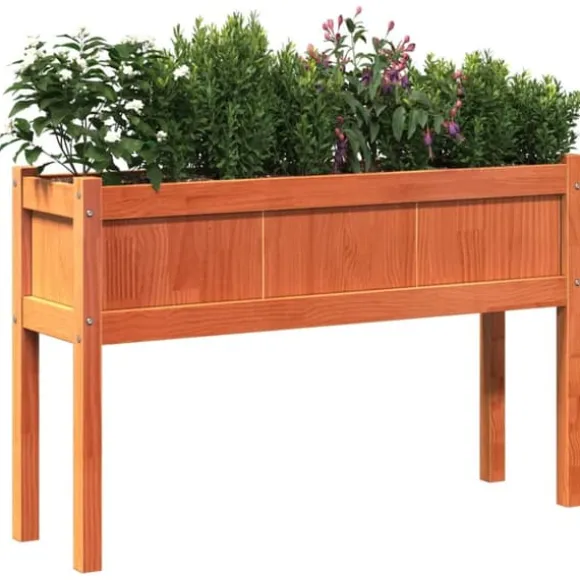 Odlingslådor i massiv furu - 2 st med ben, vaxbrun | Färg: Vaxbrun | Storlek: (specificera storlek om tillgängligt)