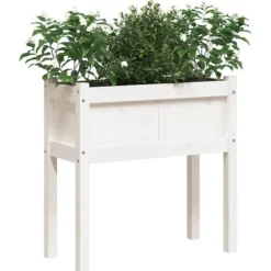 Odlingslådor med ben vit 70x31x70 cm massiv furu