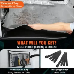 Odlingstält, 122x122x203 cm, Svart, 2000D Oxfordtyg