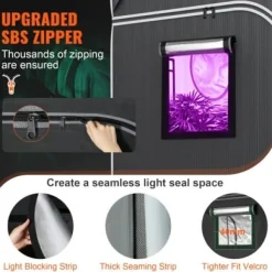 Odlingstält, 122x122x203 cm, Svart, 2000D Oxfordtyg