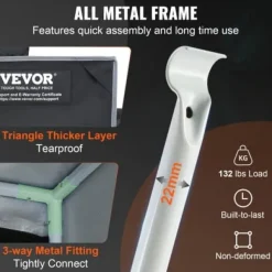 Odlingstält, 122x122x203 cm, Svart, 2000D Oxfordtyg