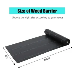 Ogräsbarriär Landskapsväv, 4ft x 250ft, Tungt hållbarhet,4 fot x 250 fot - Svart
