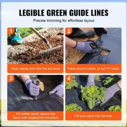 Ogräsbarriär Tyg, 3*100FT Kraftigt Ogräskontroll Tyg, Geotextil för Landskapsplanering, Svart Marktäckare.