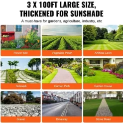 Ogräsbarriär Tyg, 3*100FT Kraftigt Ogräskontroll Tyg, Geotextil för Landskapsplanering, Svart Marktäckare.