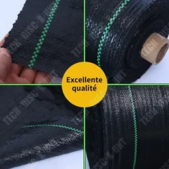 Ogräsbekämpningsmatta - TECH DISCOUNT - 1.2x50M - Svart polypropen - Miljövänlig - Hållbar
