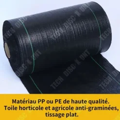 Ogräsbekämpningsmatta - TECH DISCOUNT - 1.2x50M - Svart polypropen - Miljövänlig - Hållbar