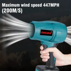 ONEVAN 2000W Borstlös Elektrisk Turbo Blåsare – Kraftfull Lövblåsare & Rengöringsfläkt för Damm, Snö och Biltork – Kompatibel med Makita 18V Batteri | CDON