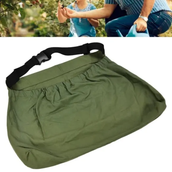 Orchard Plockpåse Midja Hängande Justerbar Oxford Duk Skördeförkläde för utomhusträdgård Militärgrönt
