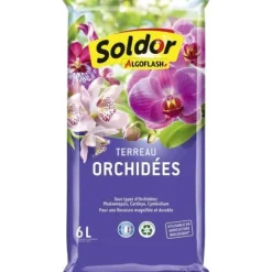 Orkidéjord 6 l - ALGOFLASH - Specifik jord - Tallbark - NPK-gödsel - 6 l