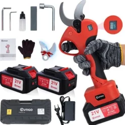OUTIGO - Sladdlös elektrisk beskärningssax - 40 mm - 2*3,0 Ah batterier - LED-skärm