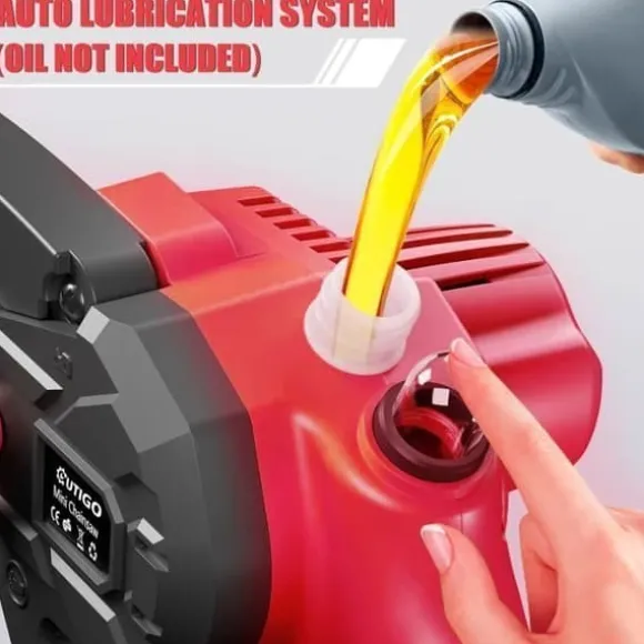 OUTIGO 6 tums sladdlös elektrisk motorsåg med 2 batterier (2*3000mAh), 3 kedjor + 1 kedjesvärd