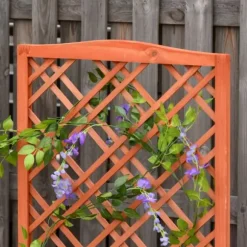 Outsunny Blomsterbänk med Spaljé - Granträ Gul 60x30x122,5 cm