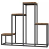 Outsunny Blomsterhylla i Gran och St stali, 4 plan, svart/ljusbrun, 80x20x74 cm