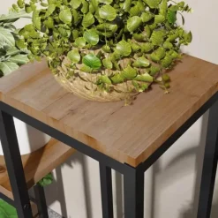 Outsunny Blomsterhylla i Gran och St stali, 4 plan, svart/ljusbrun, 80x20x74 cm