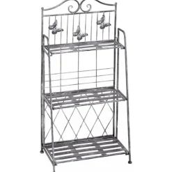 Outsunny Blomsterhylla i Metall med 3 fack, Silvergrå, 44x25x96cm