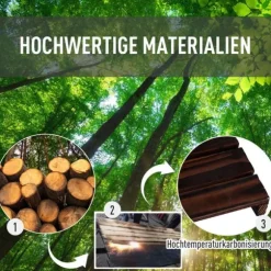 Outsunny Blomsterställ i massivt Tannenholz, 4 nivåer, kolat, 123,5x33x80cm