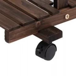 Outsunny Blomsterställ i massivt Tannenholz, 4 nivåer, kolat, 123,5x33x80cm