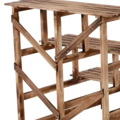 Outsunny Blomstertrappa i Granträ - 3 steg, 80x80x78cm, Natur