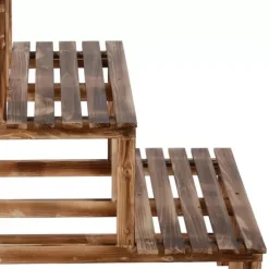 Outsunny Blomstertrappa i Granträ - 3 steg, 80x80x78cm, Natur