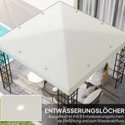 Outsunny Ersatttak för Pinnaca 3x3m, Ljusgrått, Vattentätt Oxfordtyg, UPF30+