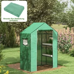 Outsunny Ersatzfolie PE-Folie Ersatzschutz mit UV-Schutz, Rolltür, Seitenfenster, Gewächshausfolie für Gewächshaus, Tomatenhaus, Grün, Kunststoff, 140 | CDON