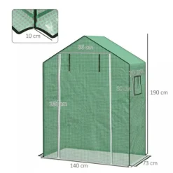Outsunny Ersatzfolie PE-Folie Ersatzschutz mit UV-Schutz, Rolltür, Seitenfenster, Gewächshausfolie für Gewächshaus, Tomatenhaus, Grün, Kunststoff, 140 | CDON