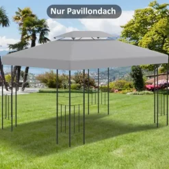 Outsunny Erstatningstak for Paviljong 3x4m – Lyst Grått, 180g/m² Polyester