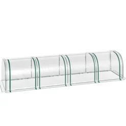 Outsunny Folietält Växthus med dörr Odlingstält Stativ PVC Transparent 395 x 100 x 80 cm