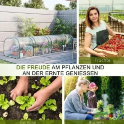 Outsunny Folietält Växthus med dörr Odlingstält Stativ PVC Transparent 395 x 100 x 80 cm