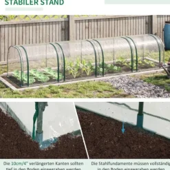 Outsunny Folietält Växthus med dörr Odlingstält Stativ PVC Transparent 395 x 100 x 80 cm