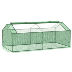 Outsunny Folietunnel med fönster, Växthus för trädgården, 180x90x70 cm, Grön