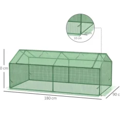 Outsunny Folietunnel med fönster, Växthus för trädgården, 180x90x70 cm, Grön