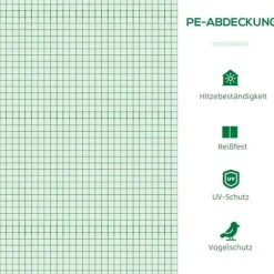 Outsunny Folietunnel med fönster, Växthus för trädgården, 180x90x70 cm, Grön