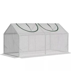 Outsunny Folietunnel med Fönster, Växthus 120x60x60 cm, PE-plast och stål, Vit