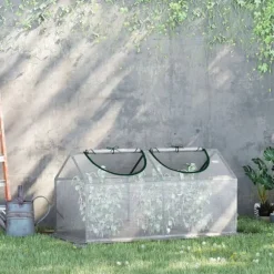 Outsunny Folietunnel med Fönster, Växthus 120x60x60 cm, PE-plast och stål, Vit