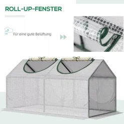 Outsunny Folietunnel med Fönster, Växthus 120x60x60 cm, PE-plast och stål, Vit