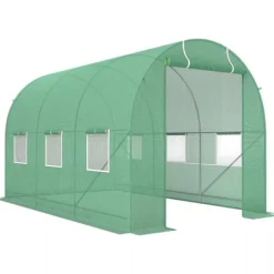 Outsunny Folietunnel VCxthus GrCn 350x200x200cm PE/Stahl