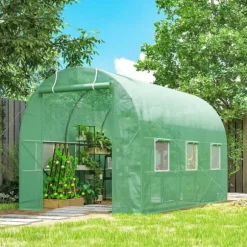 Outsunny Folietunnel VCxthus GrCn 350x200x200cm PE/Stahl