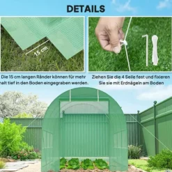 Outsunny Folietunnel VCxthus GrCn 350x200x200cm PE/Stahl