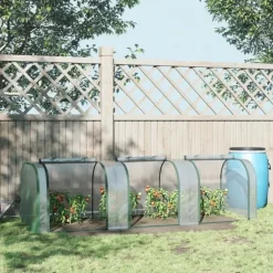 Outsunny Folietunnel, Växthus i Stål och PVC, Transparent, 295x100x80 cm