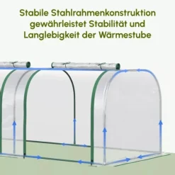 Outsunny Folietunnel, Växthus i Stål och PVC, Transparent, 295x100x80 cm