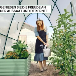 Outsunny Folietunnel Växthus med 2 dörrar och Fönster, Vinterbeständigt Folieväxthus av Stål och Plast, Vitt, 180x180x200 cm