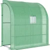 Outsunny Folietunnelväxthus 200x100x215 cm Grön - Stål/PE, 2 Dörrar, UV-skydd