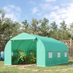 Outsunny Folieväxthus Växthus Kallbänk Tomathus Sadeltak 450 × 300B × 205H cm