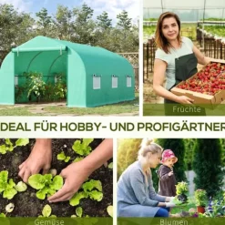 Outsunny Folieväxthus Växthus Kallbänk Tomathus Sadeltak 450 × 300B × 205H cm